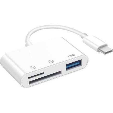 Lecteur de cartes multifonction USB-C 3-en-1 compatible avec diverses cartes mémoire, etc. (1/5)