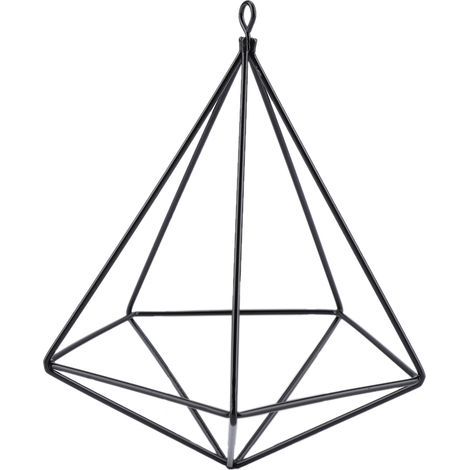 Freistehender geometrischer Hängepflanzenständer, Blumenampel, Moosfarn-Pflanzendekor (schwarz) (1/5)