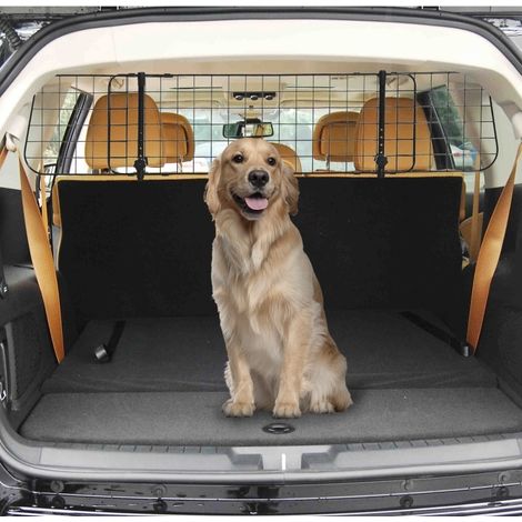 Gabbia per auto per cani, 91 a 152 x 30 cm, regolabile, in metallo, nero (1/5)
