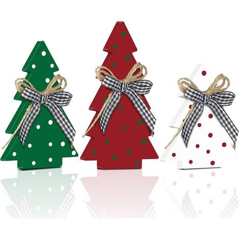 Decoration of table fir tree of Christmas in 3 pieces, panel decorative to tiles Buffalo for the home, decoration shelf in wood (1/5)