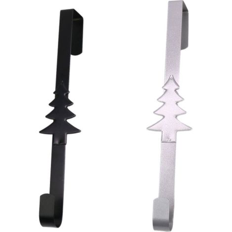 Confezione da 2 ganci per ghirlande - 38 cm - Metallo - Per ghirlande di Natale, Pasqua, Halloween e autunno - Bianco e nero (1/5)