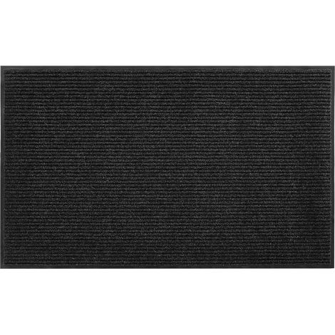 Tapis de porte commercial 3048x914 mm, résistant, lavable, rayé, dos en PVC, couleur, pour usage intérieur et extérieur, grise (1/5)