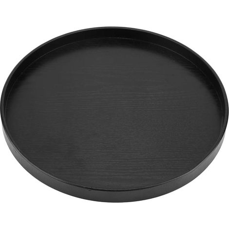 Plateau de service plateau ovale rond plateau de service en bois naturel assiette en bois thé nourriture serveur plats eau boisson plateau 33cm (1/5)