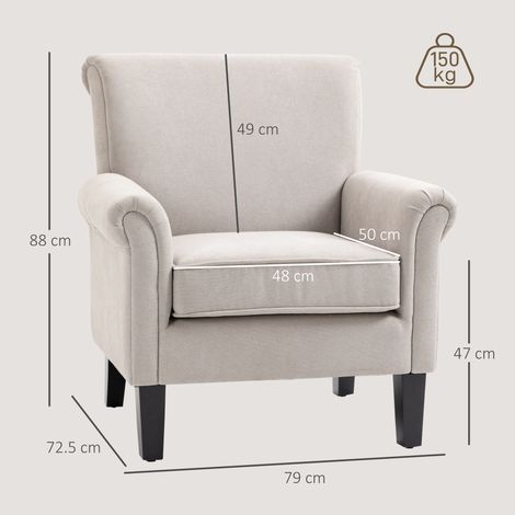 Fauteuil de style nordique (avec accoudoirs), en bois et polyester, 79x78x87cm, gris et marron. (1/5)