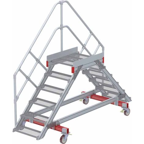Euroline 512 mobiler Überstieg 45° Stufenausführung Stahl Gitterrost Stufenbreite 600mm 6 Stufen