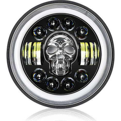 Phare de moto rond RVB de 7 pouces avec œil d'ange étanche IP67 avec plusieurs modes d'éclairage pour véhicule tout-terrain 12-80 V