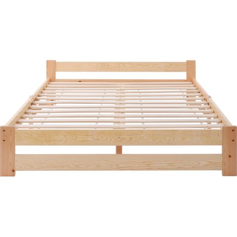 CAIziLit futon 140x200 bois massif avec tête de lit et sommier à lattes, naturel (1/5)