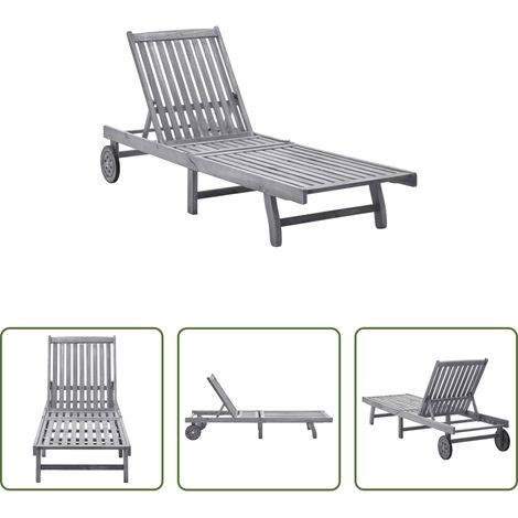 Chaise longue bois - Chaise longue Bois d'acacia solide (1/5)
