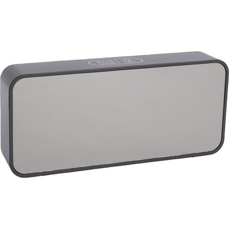 Réveil miroir LED avec commande vocale, 13 sonneries de réveil, double alarme, fonction snooze, batterie rechargeable 1200 mAh, affichage 12/24 h °C/°F, commande tactile, idéal pour la chambre, le sal (1/5)