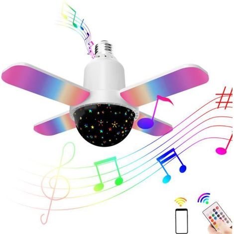 Plafonnier LED E27 coloré pliable à 4 feuilles, musique, Bluetooth, Audio, télécommande, lumière De scène Disco, veilleuse pour (1/4)