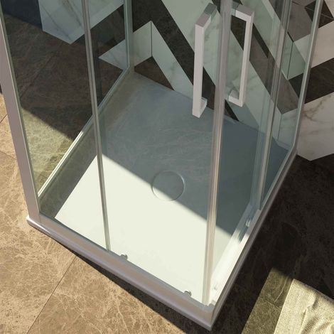 Box doccia 3 lati in pvc profilo bianco h 200 mod. Lite 70x75x70 cm vetro trasparente