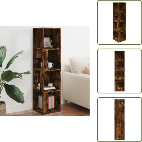 Eckregal Räuchereiche 33x33x132 cm Holzwerkstoff - Eckschrank - Regal - Aufbewahrungsraum - Holzschrank - Wohnzimmereinrichtung (1/5)
