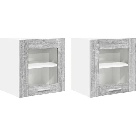 Set di 2 armadietti pensili moderni portaoggetti efficiente 40 x 31 x 40 cm in legno ingegnerizzato grigio sonoma 020053252