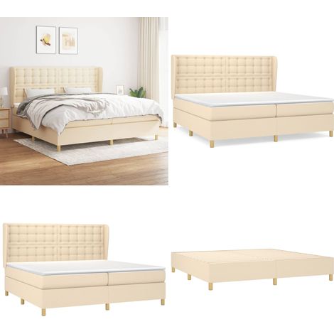 Boxspringbett mit Matratze Creme 200x200 cm Stoff - Boxspringbett - Doppelbett - Cremefarbenes Bett - Bettenrahmen - Lattenrost - Home & Living (1/5)