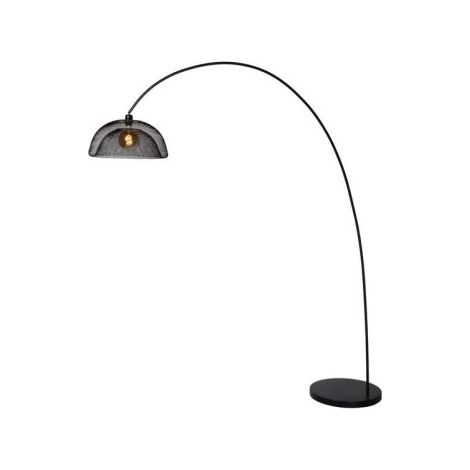 Lampada da terra ad arco Lucide Mesh nera metallo E27 60W