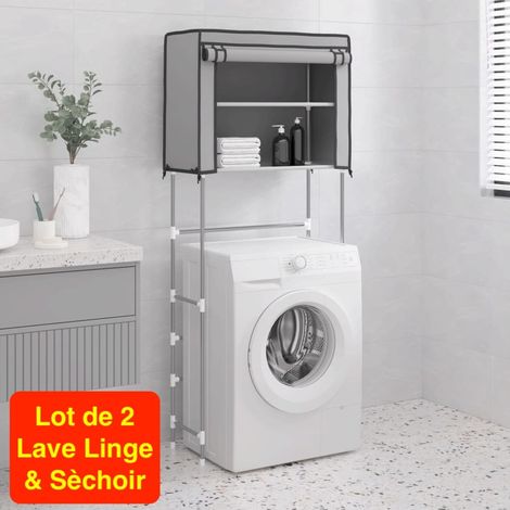 Lot de 2 Étagères de rangement à placer au dessus du lave linge et Sèchoir Gris (1/5)