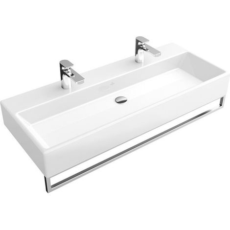 Memento, Lavabos de pared, 1000 x 470 mm, Rectangular, para dos grifos mono-orificio, orificios para grifería perforados, sin rebosadero, Los modelos sin rebosadero deben ir provistos de un tapón que 
