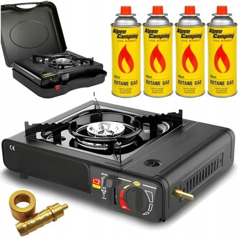 Tragbarer Gaskocher für Touristen, 4x 2-in-1-Gaskartuschen-Adapterset