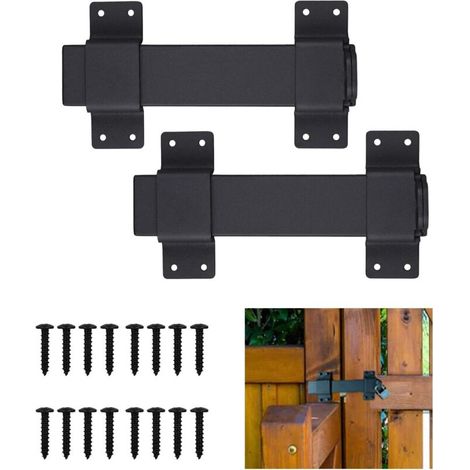 Heavy-duty gate lock, adjustable door latch with padlock hole for added security, for barn doors, fences, garages, etc. (2 pieces) (1/5)
