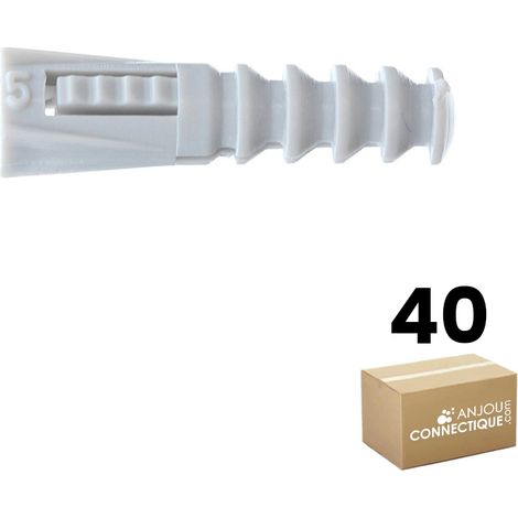 Sachet de 40 chevilles RC5 grises multimatériaux avec collerette - Ø5 mm - Longueur 22 mm - RAM