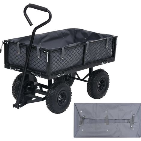 vidaXL Telo per Carrello da Giardino Grigio Scuro 81x41x21 cm Tessuto (1/4)