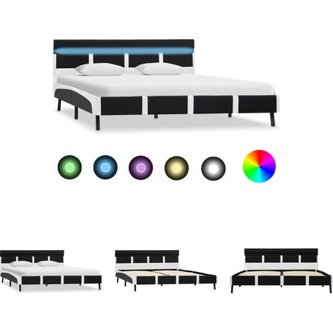 LED Licht - vidaXL Bettgestell mit LED Schwarz Kunstleder 140x200 cm - Fernbedienung (1/5)