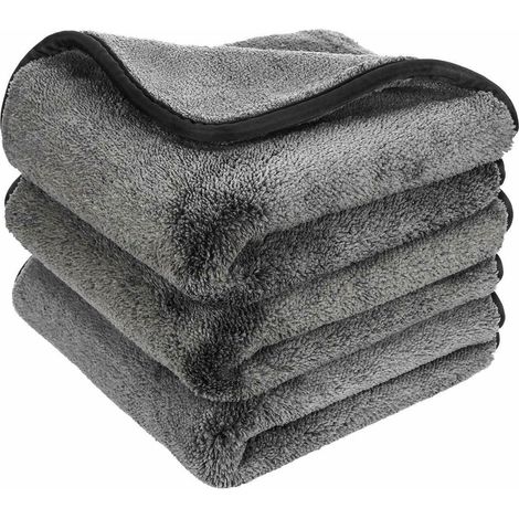 Chiffon en Microfibre Voiture,3 Pcs Microfibre Sechage Voiture - Super Absorbant- 40x40cm (Noir) (1/5)
