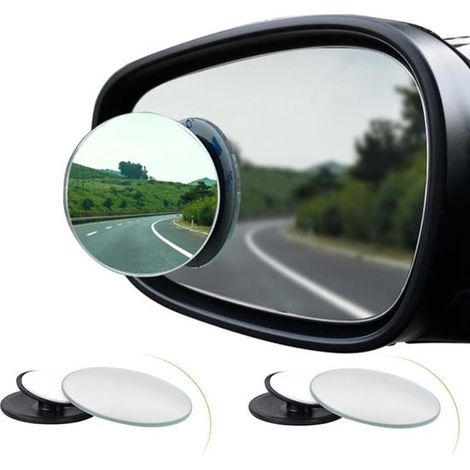 Espejos retrovisores punto ciego (4 piezas) Espejos retrovisores ovalados cristal HD lente convexa, ajustables 360° todos coches, autoadhesivos (1/5)