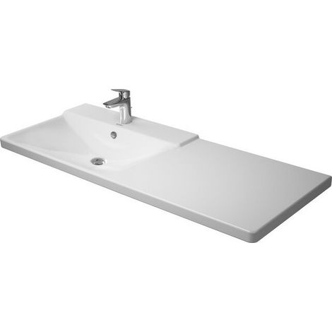 Duravit P3 Comforts mueble lavabo lavabo izquierdo con plataforma para grifo rebosadero 1250x500mm 1 orificio para grifería blanco