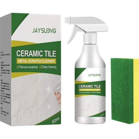 Jaysuing Nettoyant anti-rayures pour carrelage et métal, sols et murs de salle de bain - Répare, nettoie et fait briller (60 ml + éponge) (1/5)