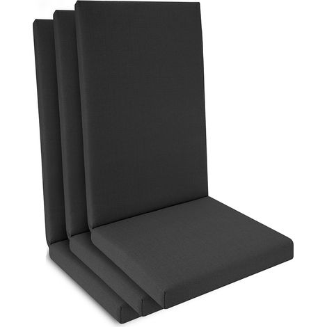 Lot de 3 coussins d'assise imperméables pour fauteuils à dossier haut, 100 x 50 x 5,5 cm, anthracite (1/5)