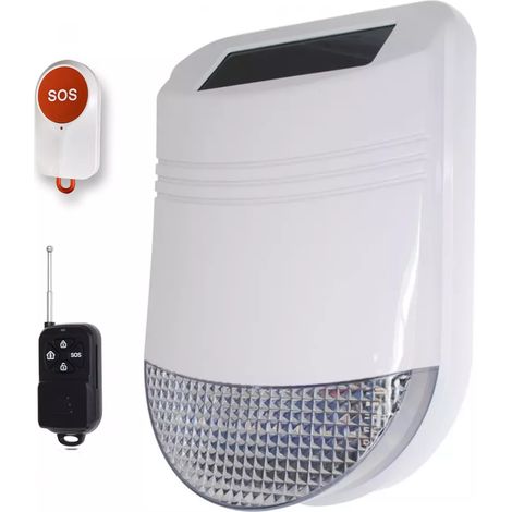 Alarme panique sirène solaire sans-fil IP66 + bouton panique + télécommande panique (gamme HY) (1/5)