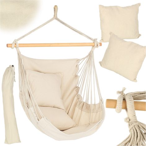Sedia a dondolo sospesa con poggiapiedi 130 cm beige