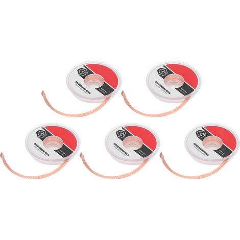 5 Stück Entlötdraht, geflochtenes Messinggeflecht, 3 mm breit, 1,5 Meter lang, TGK‑3015 (1/5)