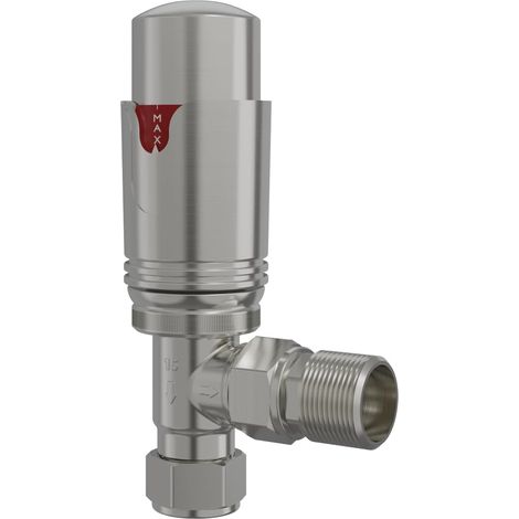 Warmehaus Angled 1x15mm Radiator Thermostatic Valve Satin Nickel (1/4)