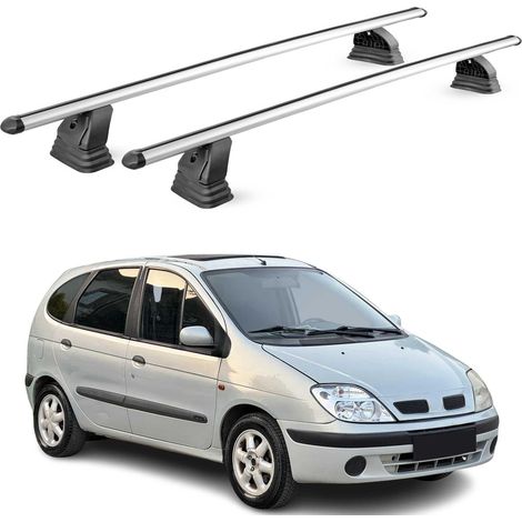 OMAC Barres de toit transversales en aluminium pour Renault Scenic I 1996-2003 – TÜV / DIN 75302:2019 – Antivol inclus – Charge max 75 kg – 2 barres – Gris (1/5)