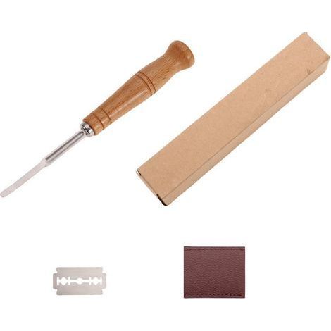 Professionelles Brotmesser zum Einschneiden von Teig, Sauerteig-Brotmesser mit 10 Ersatzklingen und Schutzhülle aus echtem Leder (1/5)