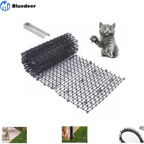 Anti-Cat Mat with Spikes, 200 x 30 cm, Cat and Dog Repellent Deterrent Mat, with 8 U-Shaped Ground Anchors, Natural & Eco-Friendly Cat and Dog Repellent for Gardens and Fences (1/5)