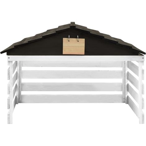 Garage de tondeuse Ă gazon Noir et blanc 78x74x54 cm Sapin CFW63666 (1/5)