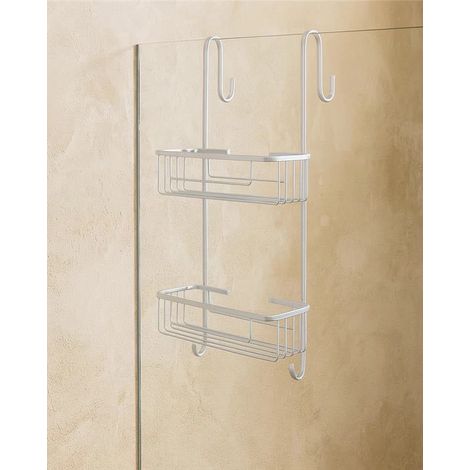 Exagonshop Mensola per vetro doccia 2 ripiani silver 160104