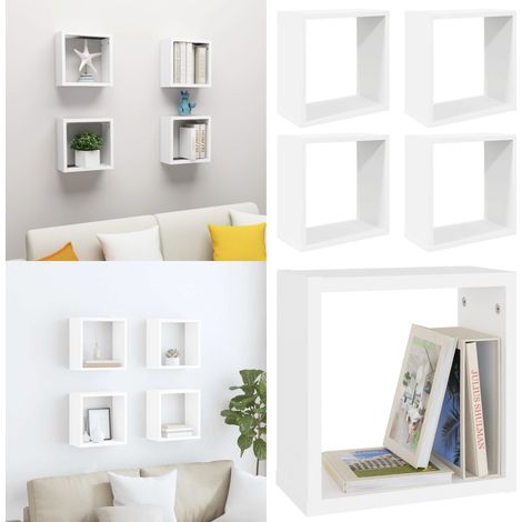 Étagères cube murales 4 pcs blanc 30x15x30 cm - Etagere Murale - Etageres Cubes - Rangement Mural - Decoration Murale - Meuble Salle A Manger - Home & Living (1/5)