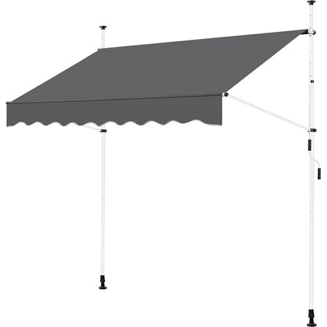 Yaheetech Tenda da Sole Parasole per Balcone Veranda a Manovella Telo Retrattile Resistente ai Raggi UV Altezza Regolabile Senza Forare 250 x 120 cm/Grigio