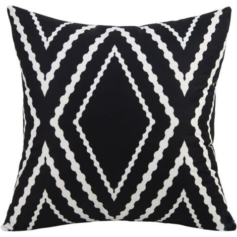 BUNTHAUS Lot de 2 housses de coussin décoratives à rayures géométriques, noir et blanc, modernes, 45x45 cm, pour canapé, salon, chambre.