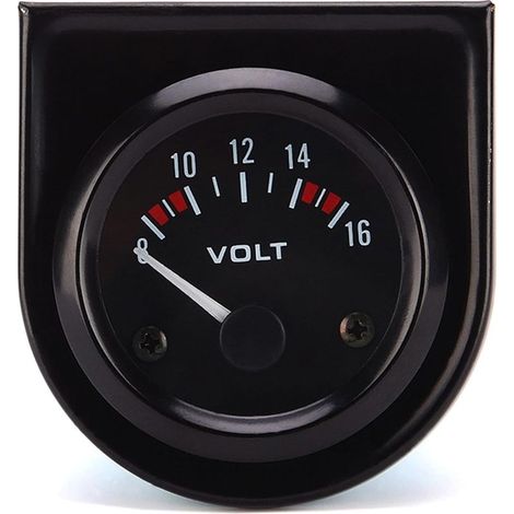 Applicable 12V Voltmeter Gauge 2" 52mm Volt Voltage Meter Gauge Universal Pointer Voltmeter Car Auto Measure Range 8-16V LED Light Dial Black (1/5)