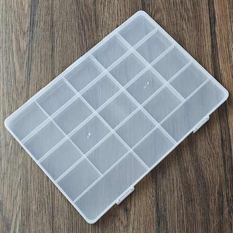 Caja de almacenamiento de 23 compartimentos para joyas, cuentas o piezas pequeñas, de plástico transparente.