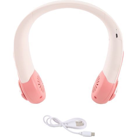 Ventilateur de cou à motif dessin animé, portable, rechargeable par USB, silencieux, anti-torsion, avec batterie intégrée, idéal pour les enfants, les adultes et les activités sportives en extérieur. (1/4)
