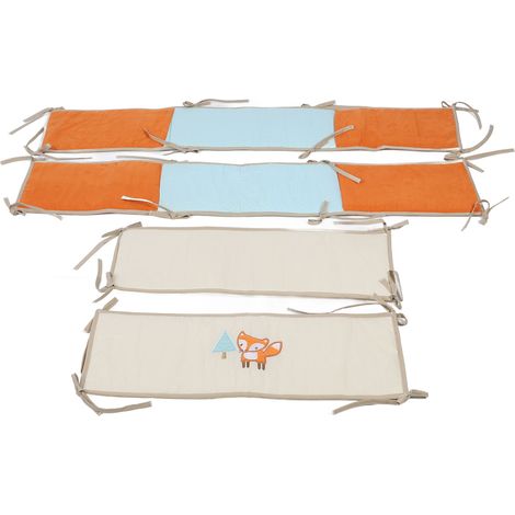 tours de lit bébé, couleur unie, respirants, doux, imprimés, doublure en maille, protection de la tête, pour berceau type A (1/5)