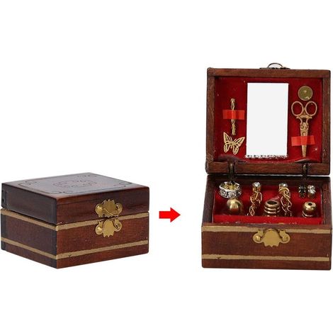 Boîte à Bijoux Miniature en Bois, Modèle d'ornements pour 12 Accessoires de Maison de Poupée, Fabrication et 4 Accessoires de Maison de Poupée 1/12, Accessoire de de, Mini Boîte à (1/5)