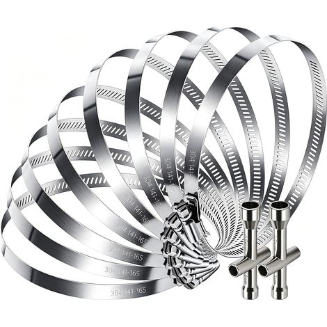 6 Pouces Collier de Serrage Tuyau Ajustable, 141-165mm Ajustable Tuyau Clips, Réglable en Inox Serre, pour System de Ventilation, Applications Automobiles et Mécaniques, 8 pièces (1/5)