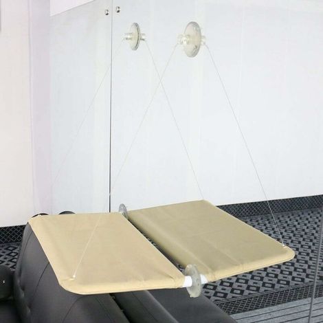 DEESSE SHOP - Hamac pour chat monté sur fenêtre pour perchoir pour chat, lit pour animal de compagnie à ventouse suspendu confortable, durable, solide, espace de rangement (55 x 32 cm) (1/5)